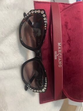 Guess by Marciano Black Crystal-Embellished Cat Eye Sunglasses